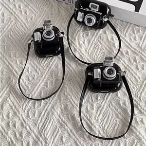 Classic Black Simulated Camera with Strap